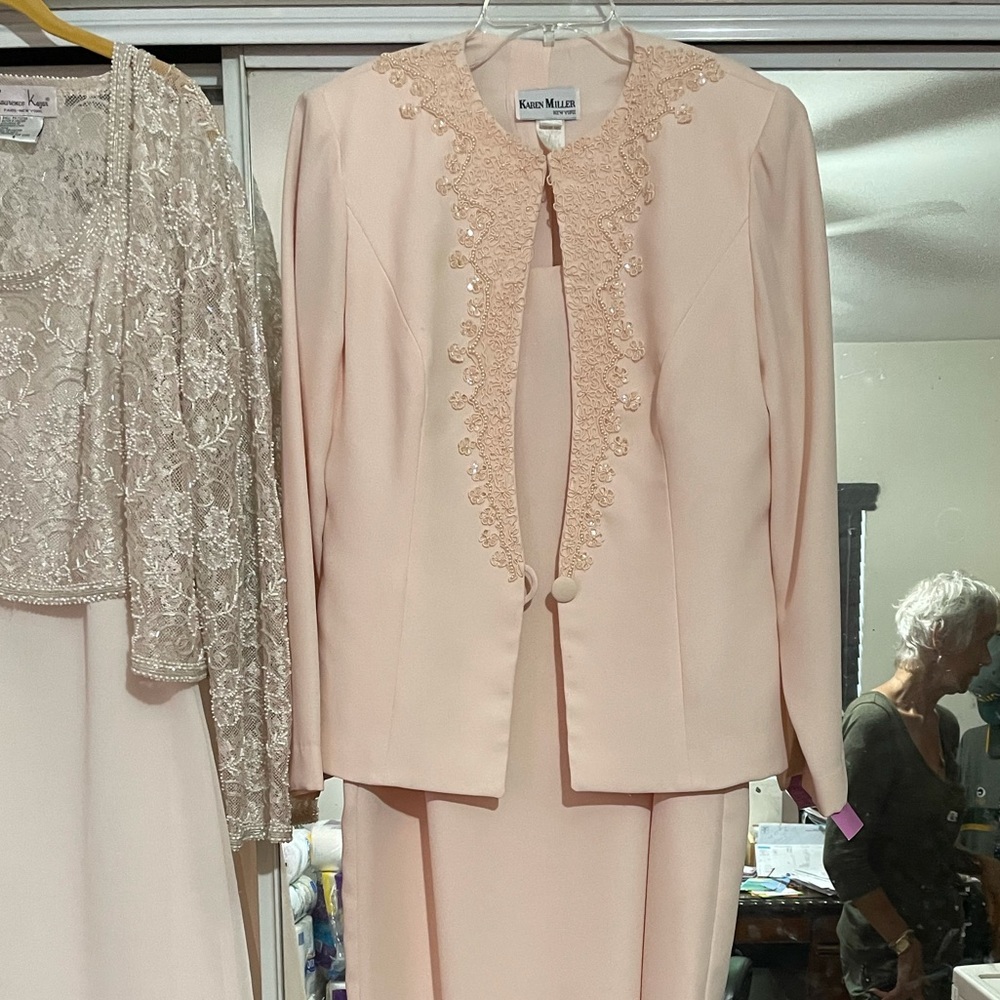Karen Miller floor length dress with coat